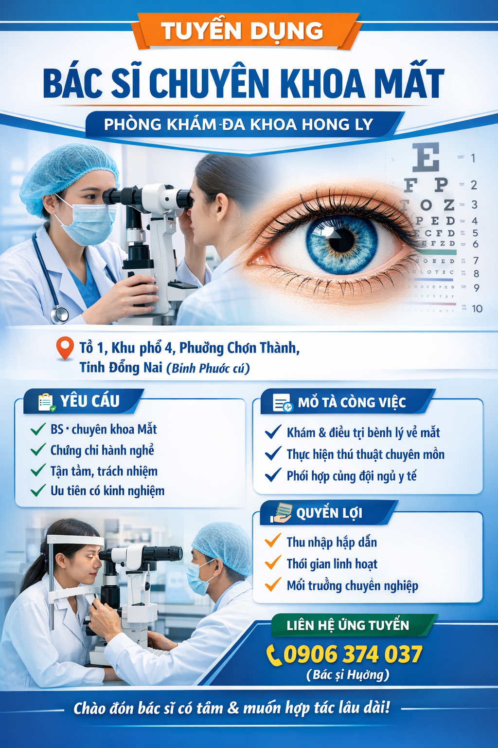TUYỂN DỤNG BÁC SĨ CHUYÊN KHOA MẮT